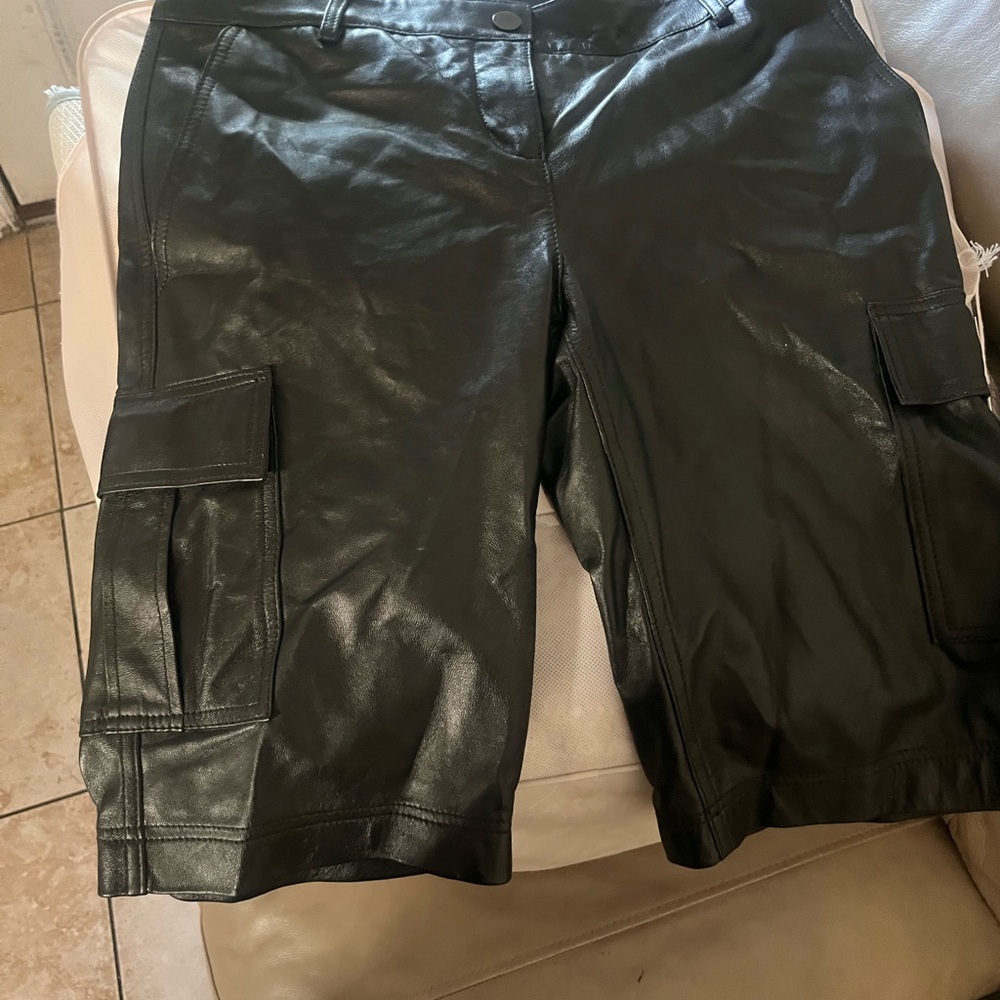 BCBGMaxAzria Black Leather Shorts